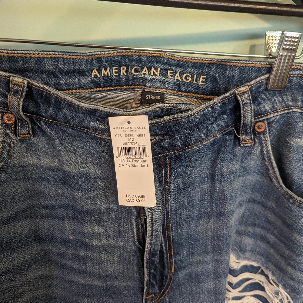 🔥NWT:🔥American Eagle Size 14 Ripped Jeans - Picture 3 of 3